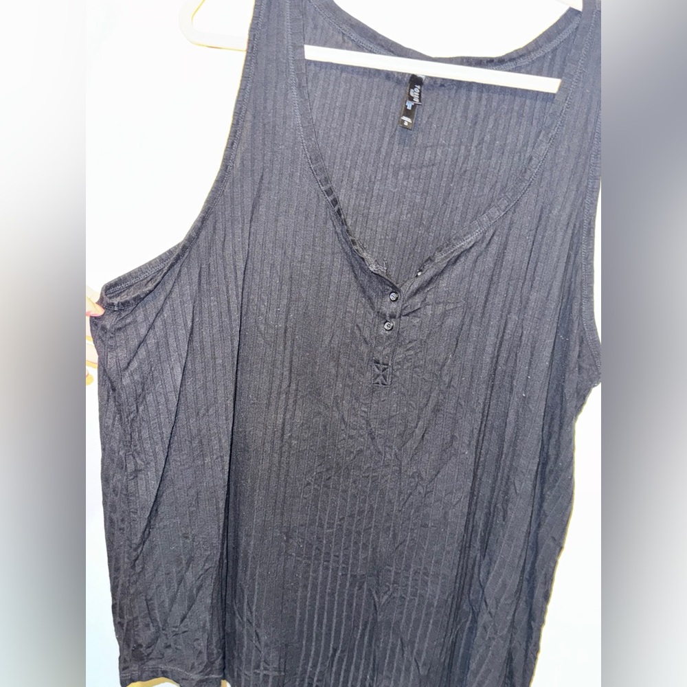 torrid Black Ribbed Henley Tank
